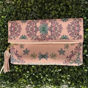 Floral Pink Clutch with Tassel